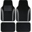 Leather Waterproof Sporty Car Floor Mats Carpet,Universal Automotive Floor Mat, Set of 4 (Black and Gray)