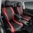 Leather Car Seat Covers, Premium Automotive Waterproof Two Front Bucket Seat Protectors, Black and Red PVC Patchwork