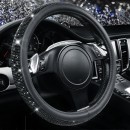 Bling Diamond Leather Steering Wheel Cover, With Sparkly Crystal Glitter Rhinestones Fit 14"1/2-15" Car Wheel Protector