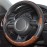 Wood Grain Steering Wheel Cover Black Microfiber Leather, Suitable for 14 1/2-15 inch Comfortable Anti-Slip, Good Breathable